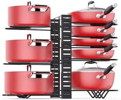 The cabinets can be hiding all sorts of kitchen surprises. Amazon Com Pan Organizer Rack For Cabinet Pot Rack With 3 Diy Methods Adjustable Pots And Pans Organizer Under Cabinet With 8 Tiers Large Small Pot Organizer Rack For Cabinet Kitchen Cookware