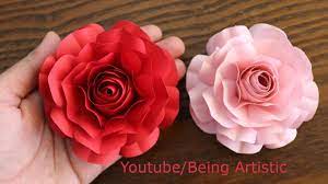 Take three of the smaller square pieces of paper for making rose. Easy Way To Make Realistic Paper Rose Paper Flower Paper Craft Diy Flower Youtube