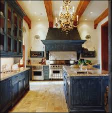 Blue Kitchen Cabinets With Venetian Gold Granite Distressed Kitchen Cabinets Distressed Kitchen Kitchen Decor Modern