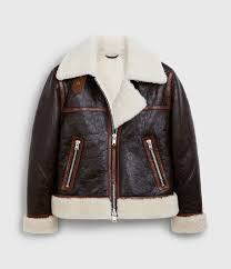 Womens Elder Shearling Biker Jacket Chocolate Mahogany Shearling Leather Bomber Jacket Biker Jacket