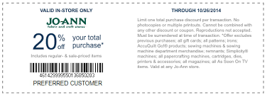Joann Fabrics Printable Coupon 20 Off Your Total Purchase Printable Coupons Free Printable Coupons Coupons