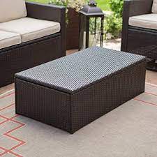 H round wicker outdoor patio garden coffee table with storage. Coral Coast Berea Outdoor Wicker Storage Coffee Table Amazon In Furniture