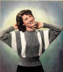 This adorable, free knit sweater pattern! Curvy Month Pattern 10 Striped Dolman Jumper C 1950 Subversive Femme