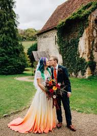 Colourful Alternative Wedding With A Dip Dye Wedding Dress
