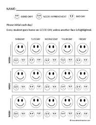 behavior chart for pre k kindergarten first grade smiley faces