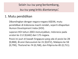 Dimana mutu pendidikannya secara umum masih. Pertemuan Ke 5 Isu Isu Pendidikan Yang Berkembang Di Indonesia Ppt Download