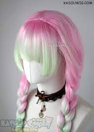 Kasou Wig Kimetsu No Yaiba Demon Slayers Mitsuri Kanroji Thick Pink Green Cosplay Wig Kawaii Hairstyles Kawaii Wigs Anime Hair