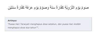 Puasa arafah adalah puasa sunnah pada tanggal 9 dzulhijjah, yakni bertepatan ketika jamaah haji wukuf di arafah. Keutamaan Niat Puasa Tarwiyah Menjelang Idhul Adha Di Bulan Dzulhijjah Kaskus