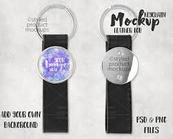 Dye Sublimation Leather Keychain With Round Metal Image Area Etsy Keychain Design Free Psd Mockups Templates Mockup Free Psd
