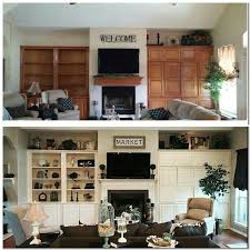 Before And After Using Reclaim Beyond Paint In Off White Built In Shelves And Cabinets Reclaimbe Built In Shelves Living Room Painted Built Ins Beyond Paint