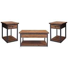 Vasagle end tables set of 2, side tables with storage shelf, slim night tables, steel frame, for living room, study, bedroom, industrial, rustic brown and black ulet272b01. Alaterre Furniture Claremont 3 Piece Colonial Brown Acacia Accent Table Set Ancm0111174 On Lowe S Accuweather Shop