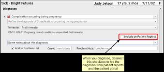 hide sensitive diagnoses from the patient portal and patient