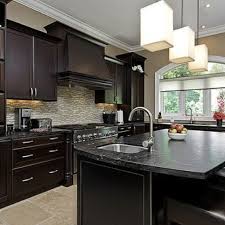 Dark Cabinets Change Backsplash Might Lighten Up Kitchen Grey Kitchen Floor Kitchen Flooring Dark Cabinets