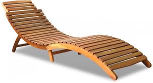 Outdoor Wooden Sun Lounger Seat Solid Wood Garden Patio Sun Lounger Reclining Sun Lounger Outdoor Chaise Lounge