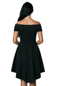 Black Off Shoulder Cocktail Party Skater Dress Compras