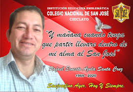 La Familia Sanjosefina está de luto, con hondo pesar participamos el  sensible fallecimiento de quien en vida fuera RAFAEL ERNESTO, AZULA SANTA  CRUZ, docente de Matemáticas en secundaria II Turno. Expresamos a