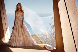 The Prettiest Rose Gold Ball Gown Wedding Dress By Oleg Cassini Available At David S Br Blush Wedding Gown Oleg Cassini Wedding Dresses Wedding Dress With Veil