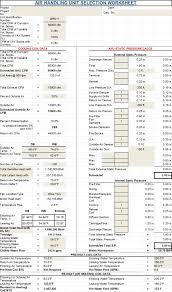 If the air extracted from the hood is not accounted for in the hvac calculations, there might not be enough air pushed into the room to maintain positive pressurisation. Air Handling Unit Design Worksheet Cooling Coil Static Pressure