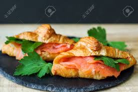 Its basically the best thing you could serve your… Breakfast Sandwiches With Mini Croissants Smoked Salmon Slices Stock Photo Picture And Royalty Free Image Image 94730224