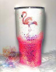 Pink Flamingo Stainless Steel Etsy Glitter Tumbler Cups Tumbler Cups Diy Glitter Cups