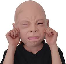 Amazon Com Larpgears Halloween Costume Party Baby Mask Full Head For Adults Latex Cry Baby Mask Home Kitchen