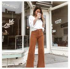 It S All Flare Corduroy Flare Pants It S Easy To Combine Anyting With These Tan Corduroy Flare Pants Fin Pants Outfit Fall Flared Pants Outfit Fashion