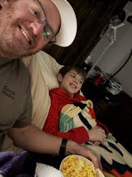 Dane and I having a movie night while the girls go shopping! I needed a  little company while I heal!