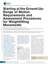 Maybe you would like to learn more about one of these? Pdf Starting At The Ground Up Range Of Motion Requirements And Screening Tests For An Olympic Weightlifting Program