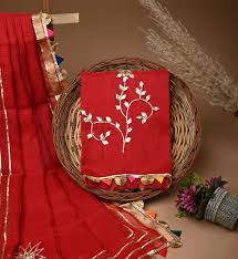 Shop Blue Cotton Embroidered Salwar Suit Online