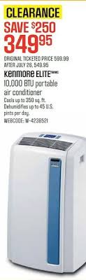 This table includes dimensions and weight for the most compact window air conditioners. Sears Kenmore Elite 10 000 Btu Portable Air Conditioner Redflagdeals Com