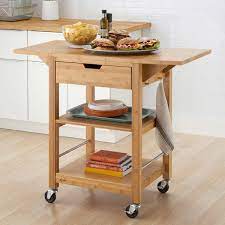 Fch drop leaf table with 2 square stools and 2 drawers solid wood kitchen table and chair set island cart trolly breakfast bar. Trinity 24 Bamboo Kitchen Cart With Drop Leaf Costco
