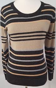 Black And Gold Sweater Women S Worthington Sweater Ladies Sz Petite L Black Gold Gray Stripes Glitter Knit 182 Worthington Pulloversweater Pullover Sweaters Sweaters For Women Sweaters