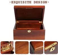 Wooden Box 100% Acacia Wood Storage Box with Lock, Handmade Wooden Box with  Hinged Lid, Large Retro Design Wooden Box for Keepsake,Recipe or ...