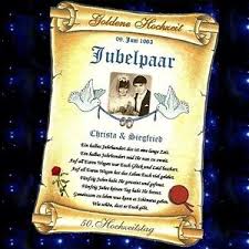 Viele haben probleme die passende geschenkidee für die goldene hochzeit der eltern, großeltern zum beispiel ein besuch einer parkanlage mit den kindern und enkeln, einen ausflug zu den wurzeln der familie oder ein besuch einer historischen. Geschenk Goldene Hochzeit Urkunde Zum 50 Hochzeitstag In Gold Goldhochzeit Ebay