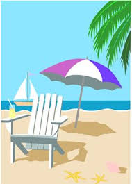 Tropical Beach Chair Clip Art Beach Umbrella Art Beach Illustration Beach Clipart