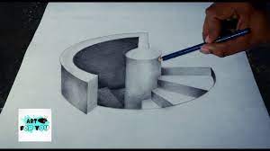 Drawing 3d letter m with charcoal pencil. Trick Art Drawing How To Draw 3d Stairs 3d Pencil 3d Pen Art Modernartpaintings