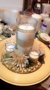 Diy Centerpiece Used Dollar Tree Vase Bling Ribbon Dollar Store Flowers Cheap Wedding Centerpieces Wedding Centerpieces Diy Dollar Tree Wedding Centerpieces