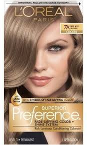 L Oreal Paris Superior Preference Fade Defying Color Shine System 7a Dark Ash Blonde 1 Kit Dark Ash Blonde Permanent Hair Color Light Brown Hair