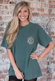 Monogrammed Short Sleeve Comfort Colors Blue Spruce Comfort Colors Tee Comfort Colors Monogrammed Long Sleeve