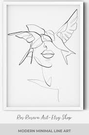 Female Line Art One Line Drawing Bird Drawing One Line Art Etsy Line Art Drawings Bird Drawings Abstract Line Art