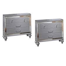 It comes with two drawers with a natural finish in the interior drawers. Home Source Regents Silver Finish 3 Drawer Nightstand Set Of 2 Overstock 28968133
