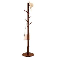 Langria Solid Wood Coat Rack Rubberwooden Hat And Coat Stand With 8 Hooks Entryway Hall Stand Free Standing Clot Coat Rack Clothes Tree Standing Coat Rack
