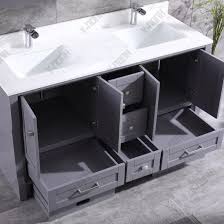 A dark gray double vanity accented with oil rubbed bronze pulls is complemented with a honed black marble countertop fitted with polished nickel faucets mounted in front of a honed black marble backsplash. China Luxury 60 Dark Gray Double Bathroom Vanity Combo Bathroom Furniture China Shop Bathroom Vanities White Corner Bathroom Cabinet