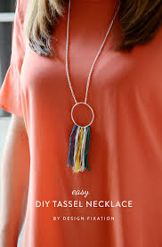 You can even personalize it a bit more by adding a covered button to the end. How To Easy Diy Tassel Fringe Necklace Design Fixation