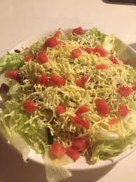 Fresh Baguio Greens Alfalfa Sprouts Watermelon And Bits And Pieces Of Peanut Brittle Topped With Shredded Cheese So Love This Alfalfa Sprouts Food Cooking