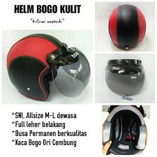 Daftar harga helm bogo terbaru 2018 Helm Bogo Full Kulit Hitam Merah Kaca Flat Datar Ori Shopee Indonesia