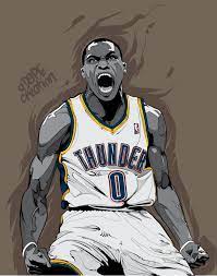 Russell Westbrook Intensity Illustration Hooped Up Nba Basketball Art Nba Art Westbrook