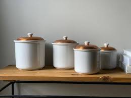 vintage white ceramic kitchen canisters