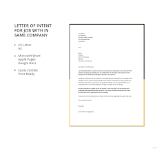 Free Letter Template Of Intent For Job Within Same Company Word Doc Apple Mac Pages Google Docs Outlook Lettering Free Lettering Letter Of Employment
