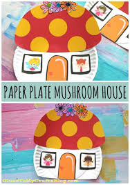 Latihan mewarnai, banyak tersedia gambar gambar menarik untuk diwarnai. Paper Plate Mushroom Fairy House Spring Kid Craft Idea Stuffed Mushrooms Fairy Houses Kids Spring Crafts For Kids